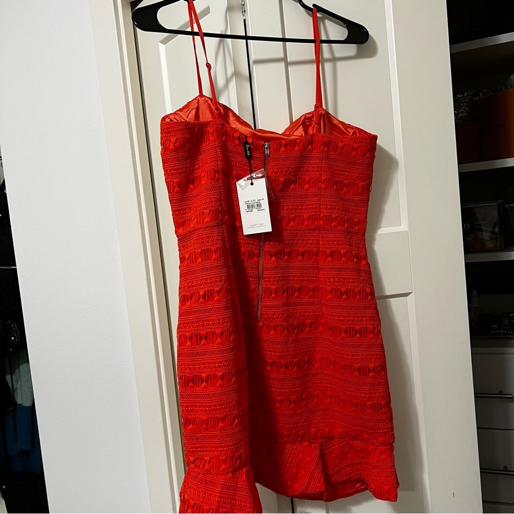 BARDOT spaghetti straps mini lace dress